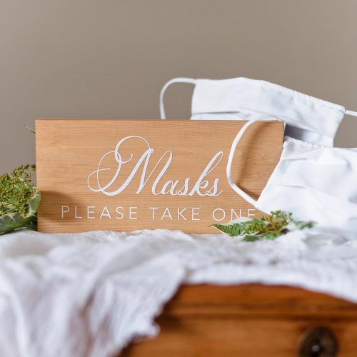 High Oak and Co - Please Wear a Mask COVID Wood Wedding Station Sign