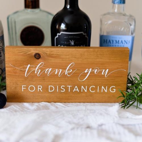 High Oak and Co - Social Distancing Wood Wedding Bar Sign2