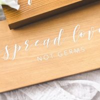 High Oak and Co - Spread Love Not Germs COVID Wood Wedding Cleaning Station Sign2